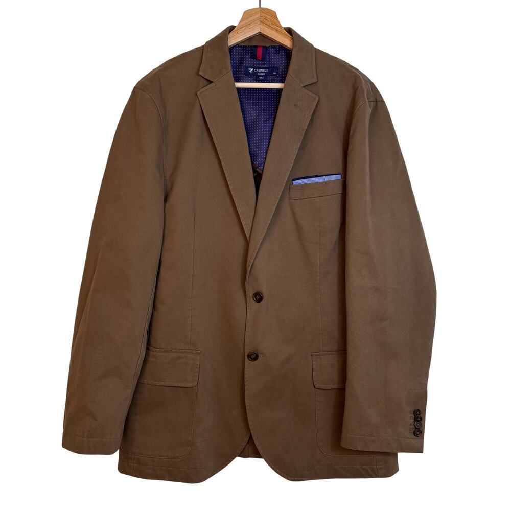 Cremieux Classic Sport Coat Blazer size Large Chocolate Brown Cotton Breathable